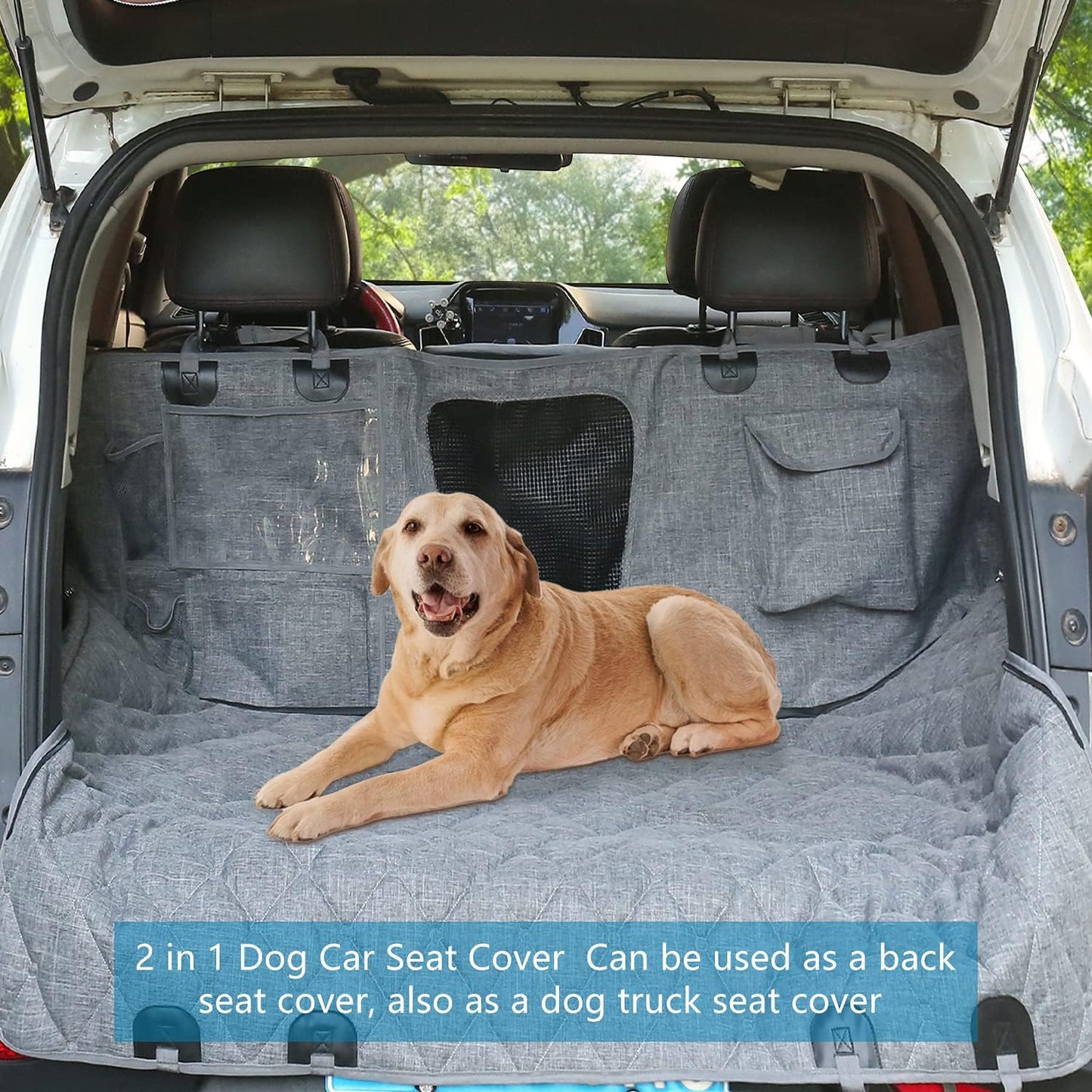 Backseat Dog Cover for Car - Dog Seat Cover - Dog Hammock for Car, Rear Seat Covers for Dogs Seat Covers for Cars Back Seat Scratch-Proof Nonslip Mesh Sections Window, SUV