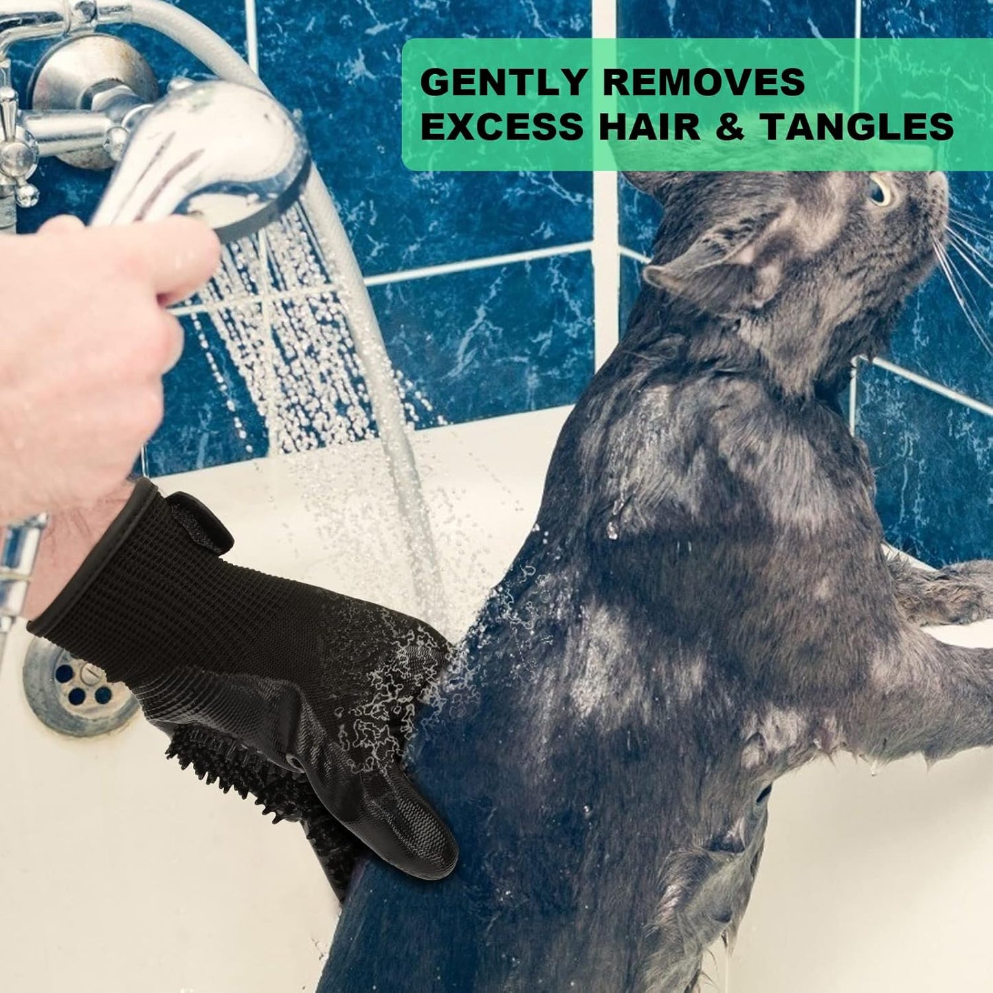 Pet Hair Remover Gloves, Pet Grooming Gloves for Dogs, Cats & Horses, Effective Deshedding, Bathing, and Massaging Other Animals (Pack of 1 Pair)