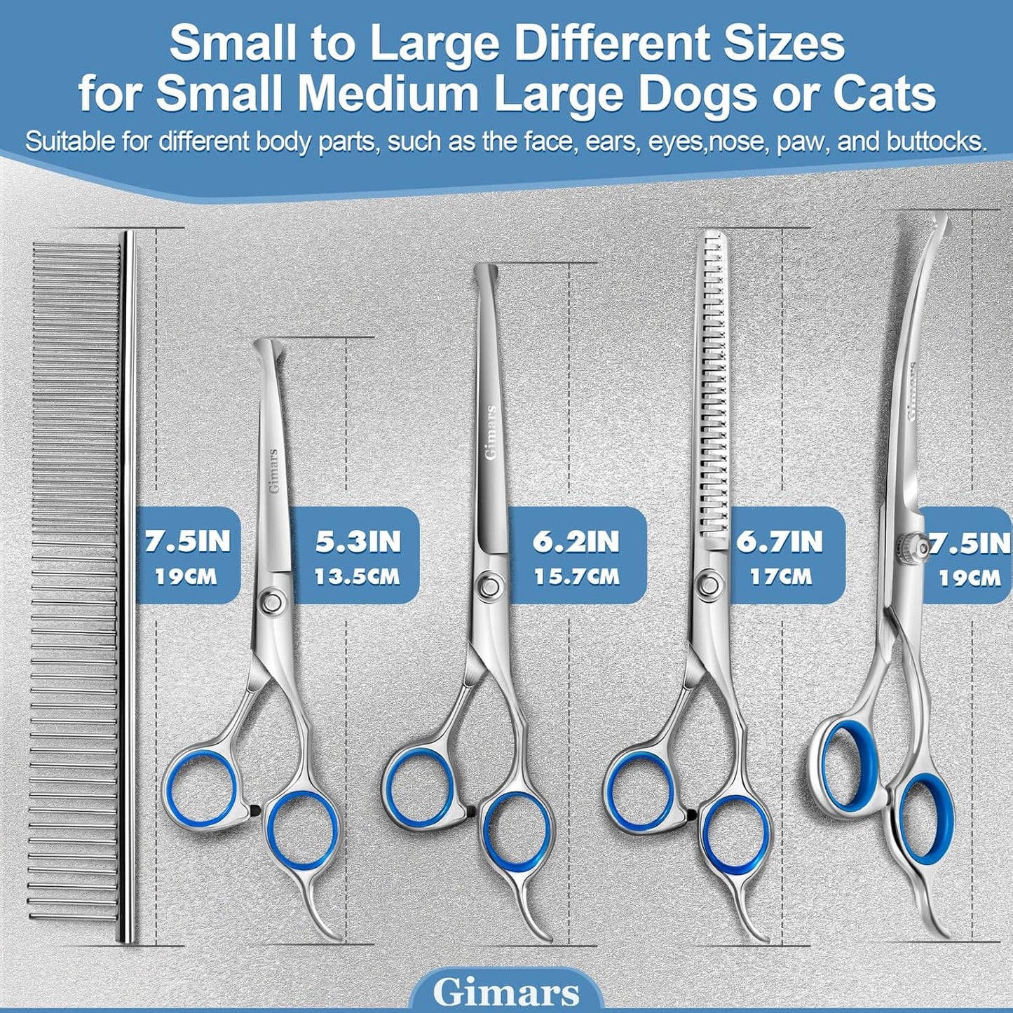 Titanium Coated Professional 6 in 1 4CR Stainless Steel Dog Grooming Scissors with Safety round Tip, Heavy Duty Pet Grooming Scissor for Dogs, Cats and Other Animals