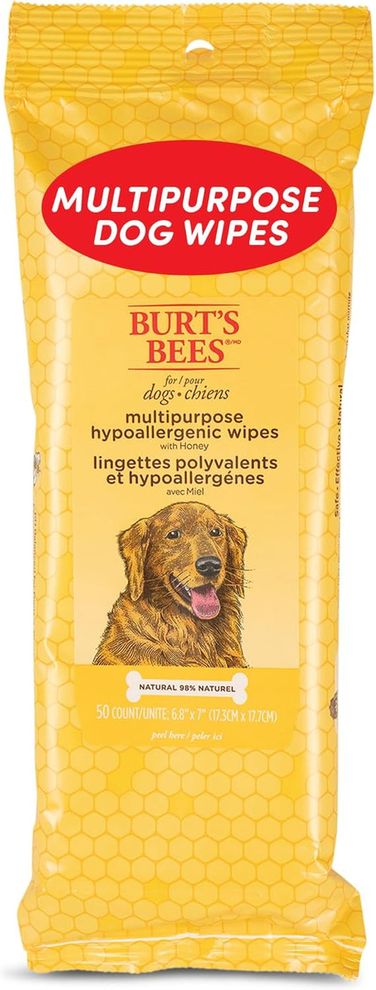 for Pets Multipurpose Dog Wipes with with Honey, 98% Natural Origin Formulas, Hypoallergenic Dog Wipes Cleaning, Dog Cleaning Wipes, Dog Wipes for Paws and Butt, 50Ct