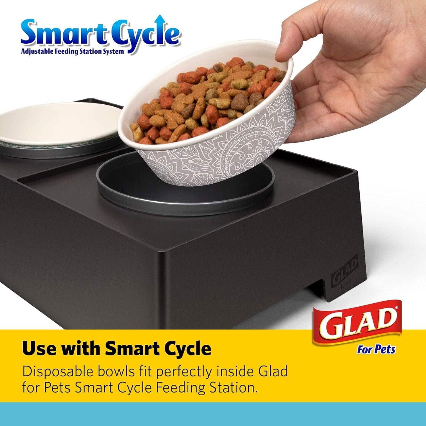 for Pets Disposable Feeding Bowls | Large Disposable Dog Bowls in Gray Pattern | 3.5 Cup Feeding Size, Dog Bowls Are Great for Dry and Wet Dog Food or Water (Pack of 1,25 Count Total)