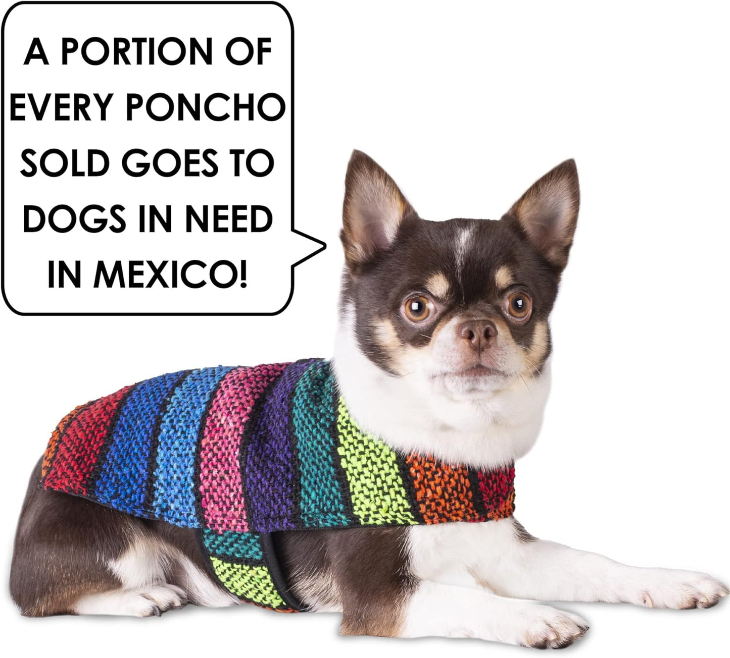 Handmade Dog Poncho from Authentic Mexican Blanket - Dog Clothes – Chihuahua Coat - Costume - Sweater - Vest (Multi Color, Medium)