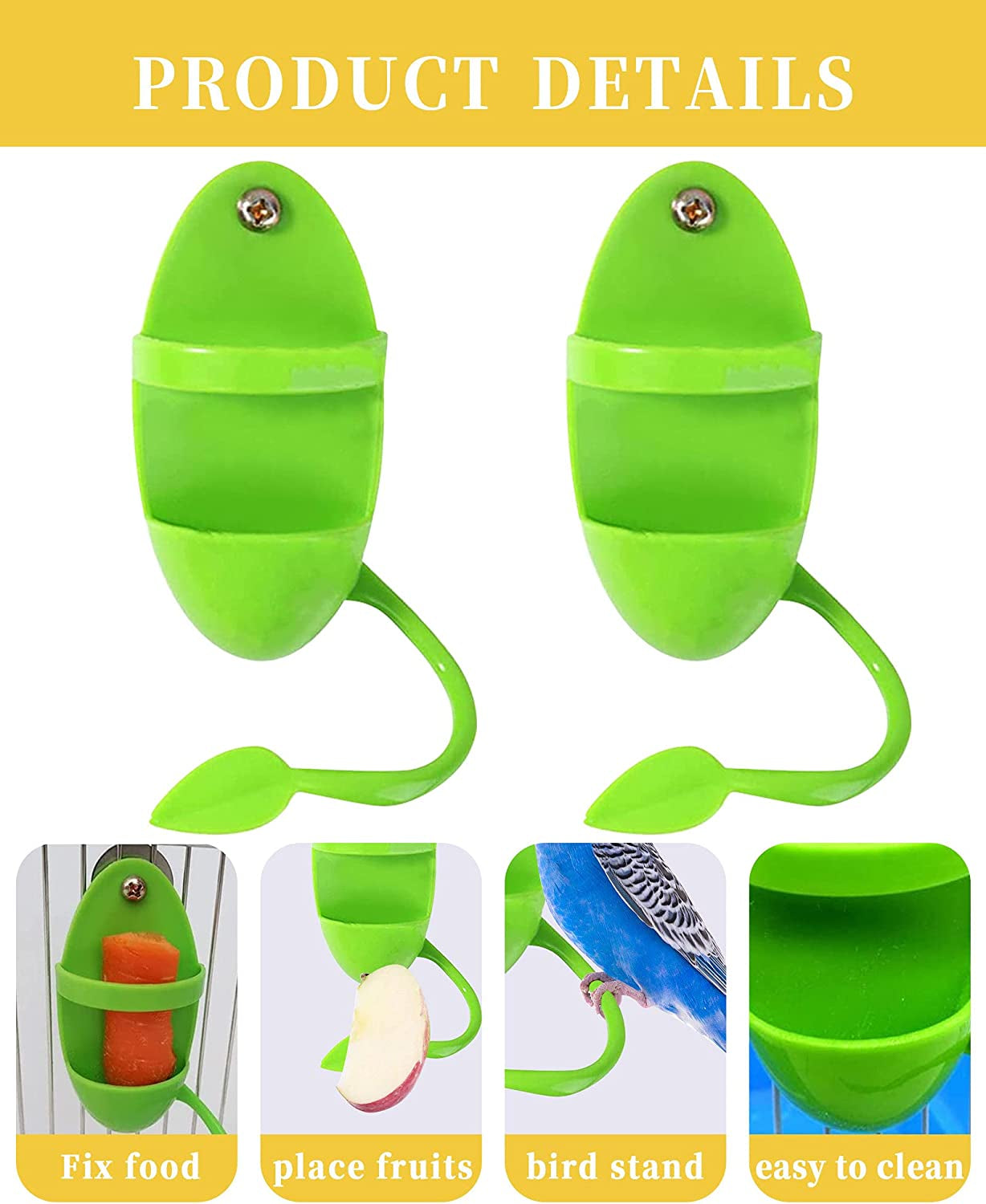 Bird Food Holder with 2 Cuttlebone, Bird Feeding Cup Rack Plastic Bird Cage Feeder with Stand, Vegetable Fruits Cuttlebone Holder for Parrot Budgies Parakeet Cockatiel Chicken