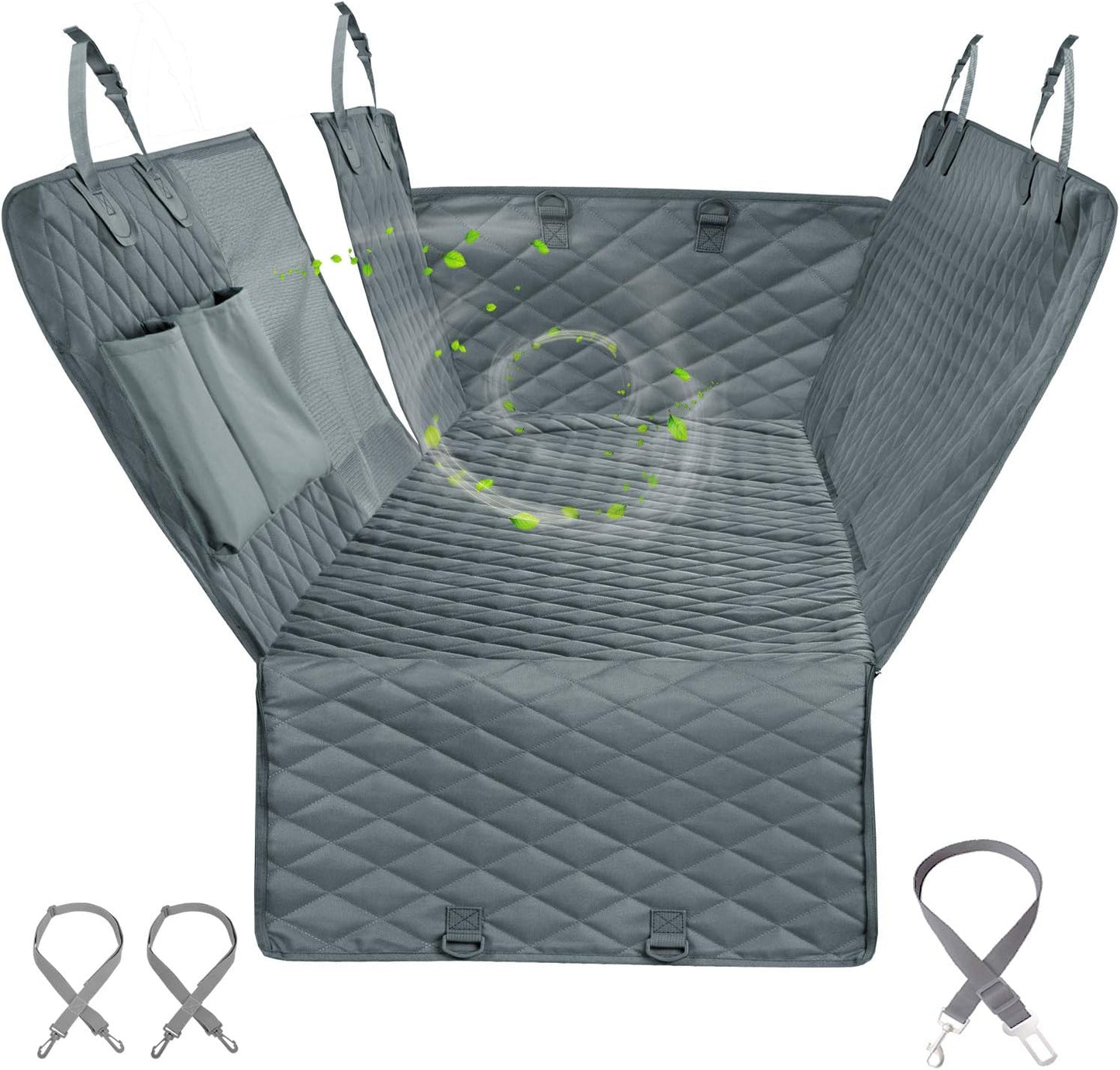 Honest Dog Car Seat Covers with Mesh Window,Dog Seat Cover with Side Flap for Cars, Trucks, and Suv'S - Waterproof & Nonslip Pet Seat Cover for Backseat(Grey,56" Wx60 L)