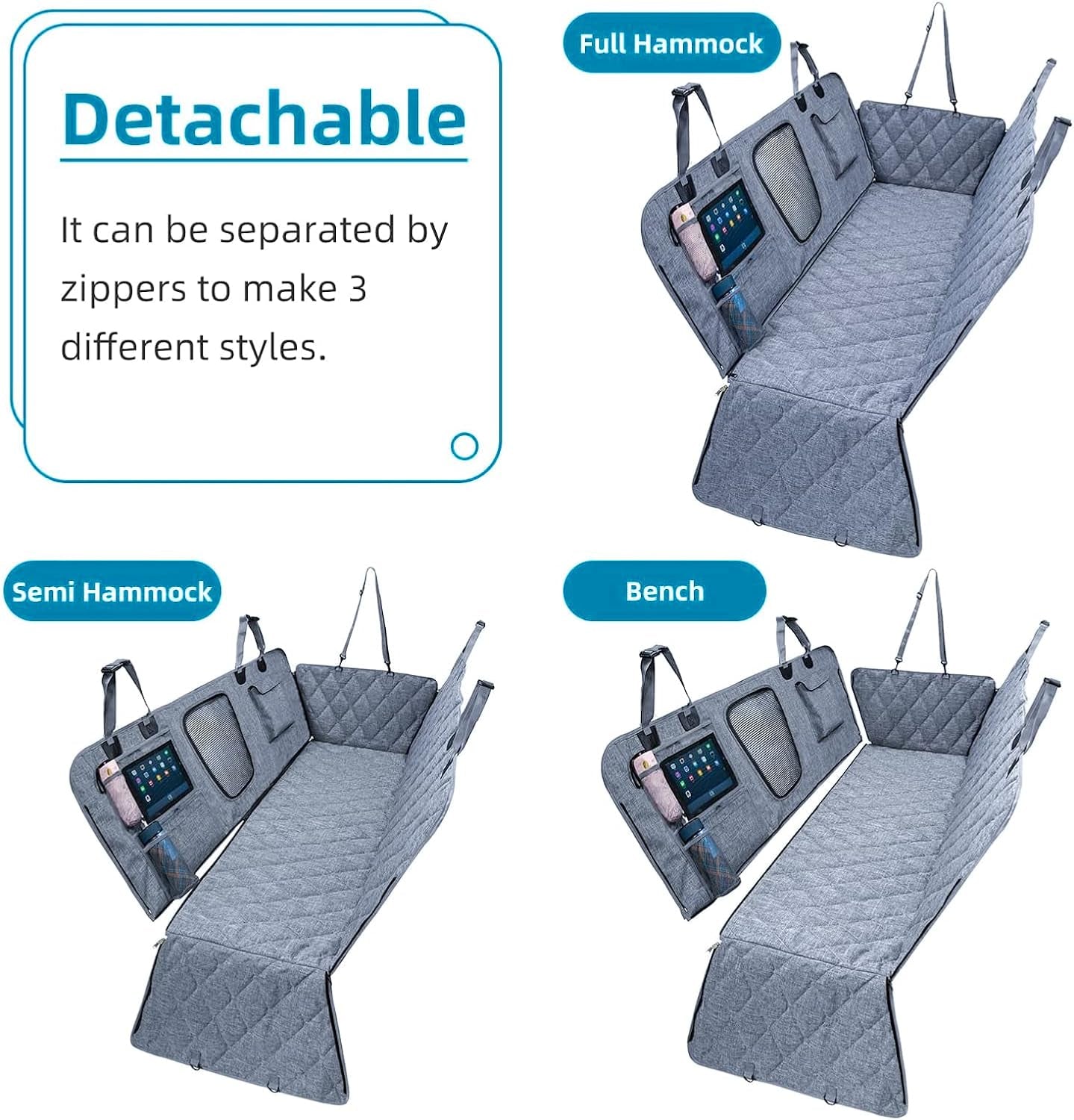 Backseat Dog Cover for Car - Dog Seat Cover - Dog Hammock for Car, Rear Seat Covers for Dogs Seat Covers for Cars Back Seat Scratch-Proof Nonslip Mesh Sections Window, SUV