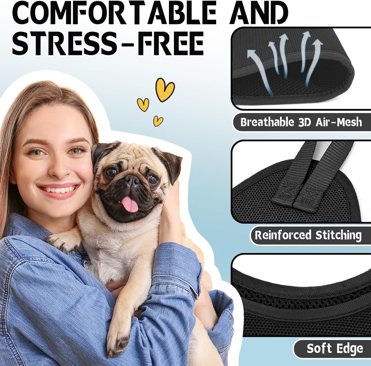 Dog Grooming Hammock Harness for Dogs Cats, Relaxation Pet Nail Clipper Hammock, Restraint Dog & Small Animal Leashes Sling for Groomingk for Nail Trimming (Black, XS)