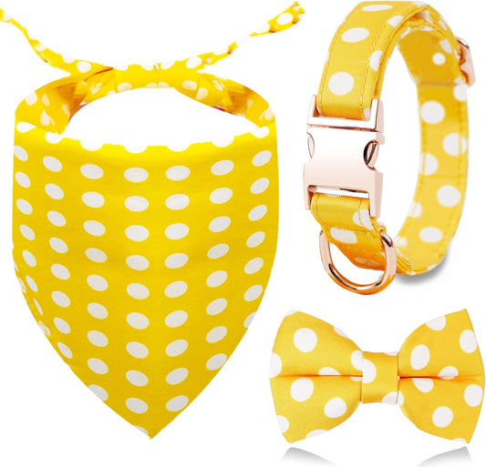 Large Dogs Collar Cute, Girl Dog Collar with Bow Tie, Fall Dog Bandana Collar, Bowtie Dog Collar for Medium Dogs, Female Dog Collar Christmas, Dog Girl Collar Yellow for Medium and Large Dogs