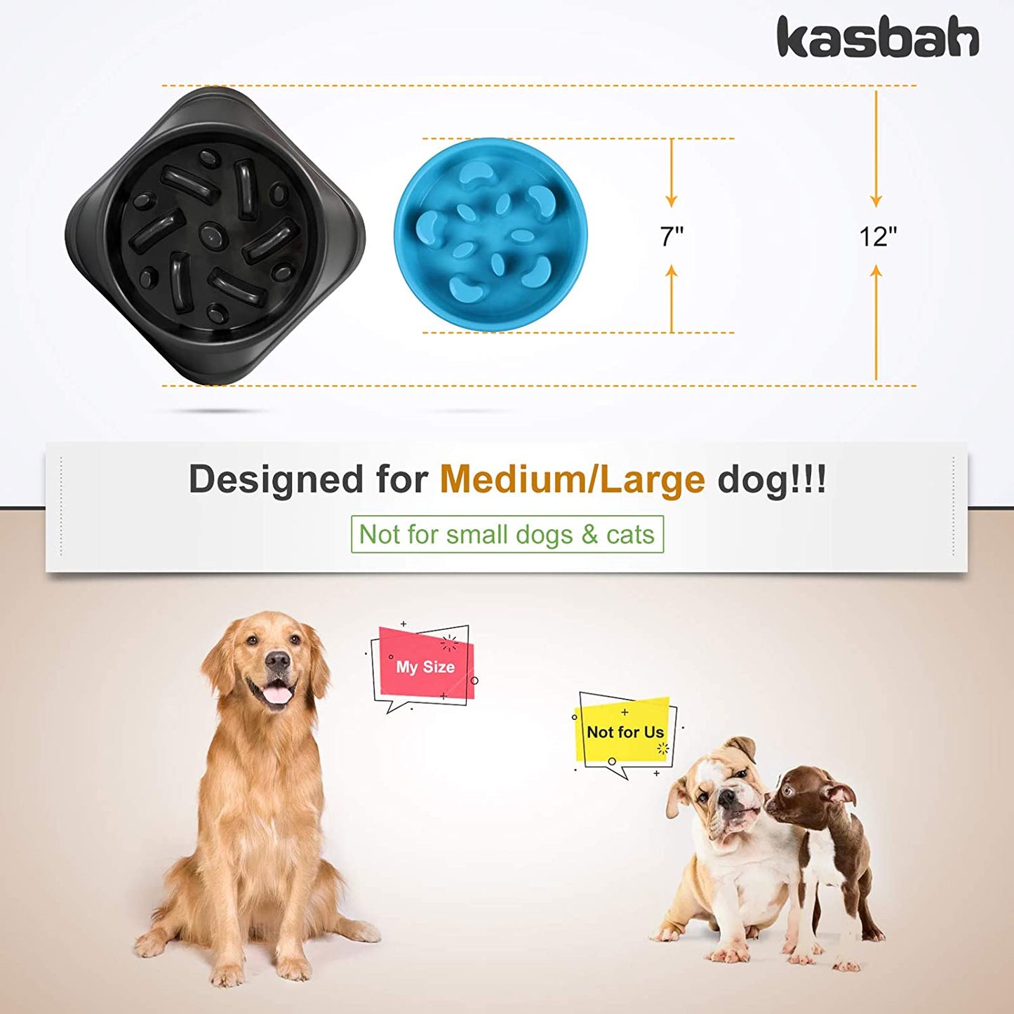 Large Dog Bowl, Puzzle Slow Feeder Dog Bowl for Large Dog Interactive Bloat Stop anti Choking Dog Food Bowl