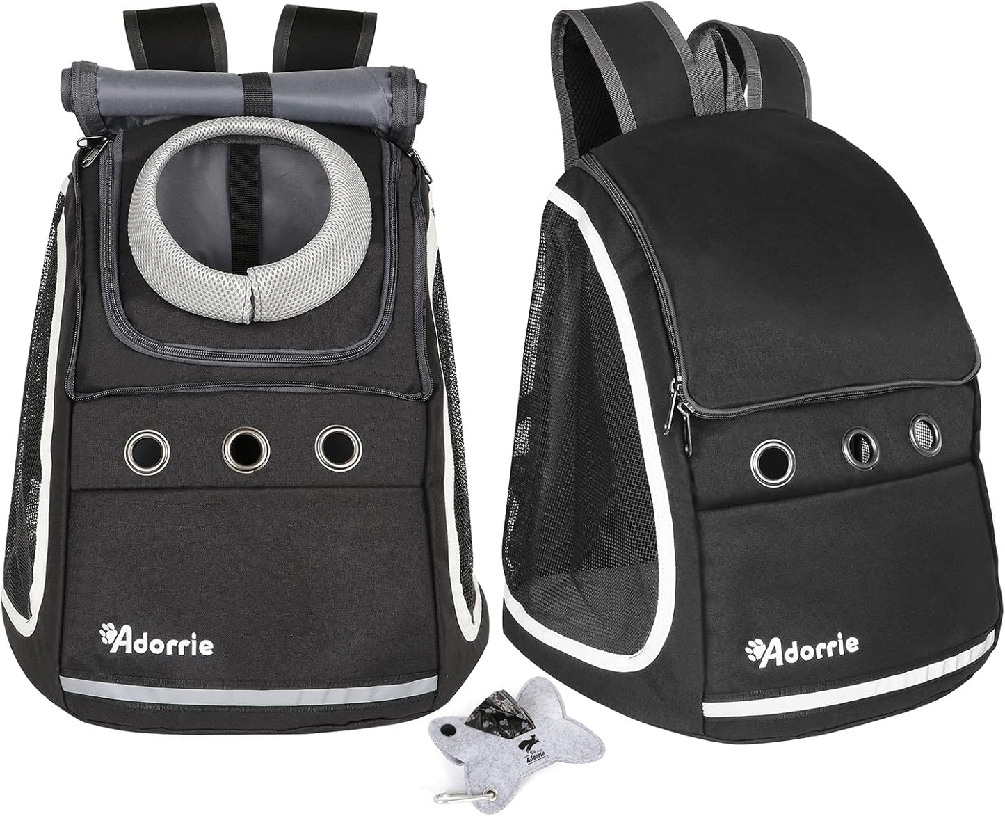 Dog Cat Backpack Carrier for Small Dogs and Cats, Safer Multifunctional Pet Backpack Carrier for Hiking, Walking, Traveling, Outdoor Activities (Black)…