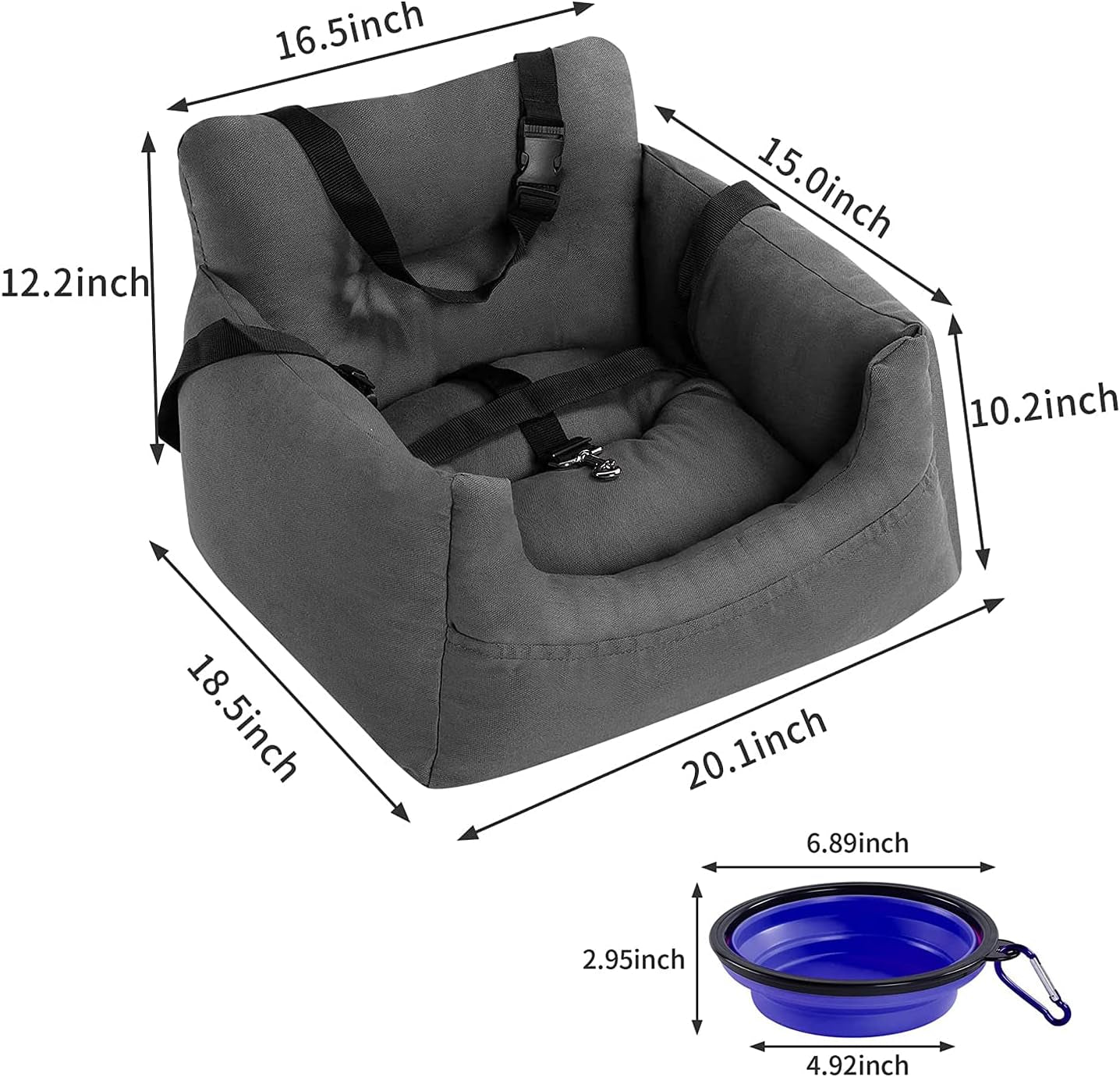 Dog Car Seat，Pet Booster Seat Dog Bed Pet Travel Safety Car Seat with Storage Pocket for Small Dogs or Cats