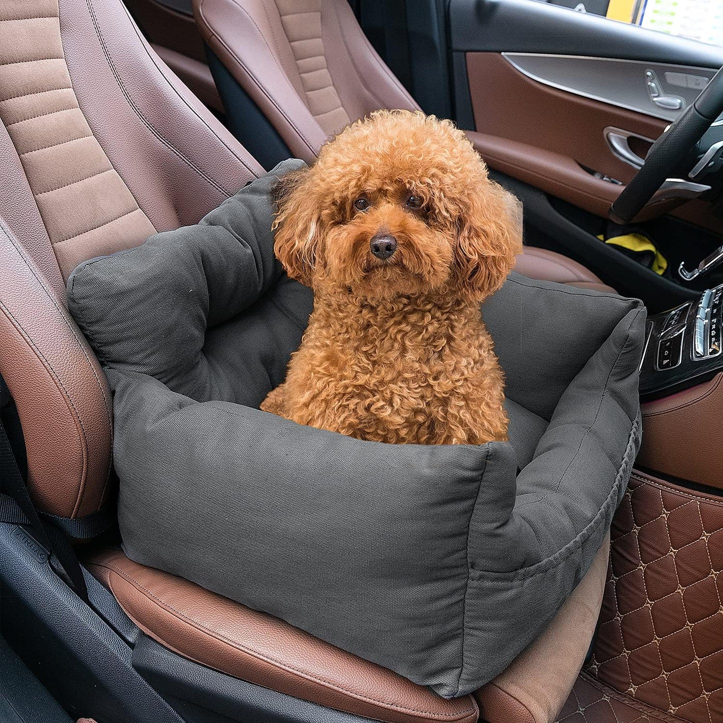 Dog Car Seat，Pet Booster Seat Dog Bed Pet Travel Safety Car Seat with Storage Pocket for Small Dogs or Cats