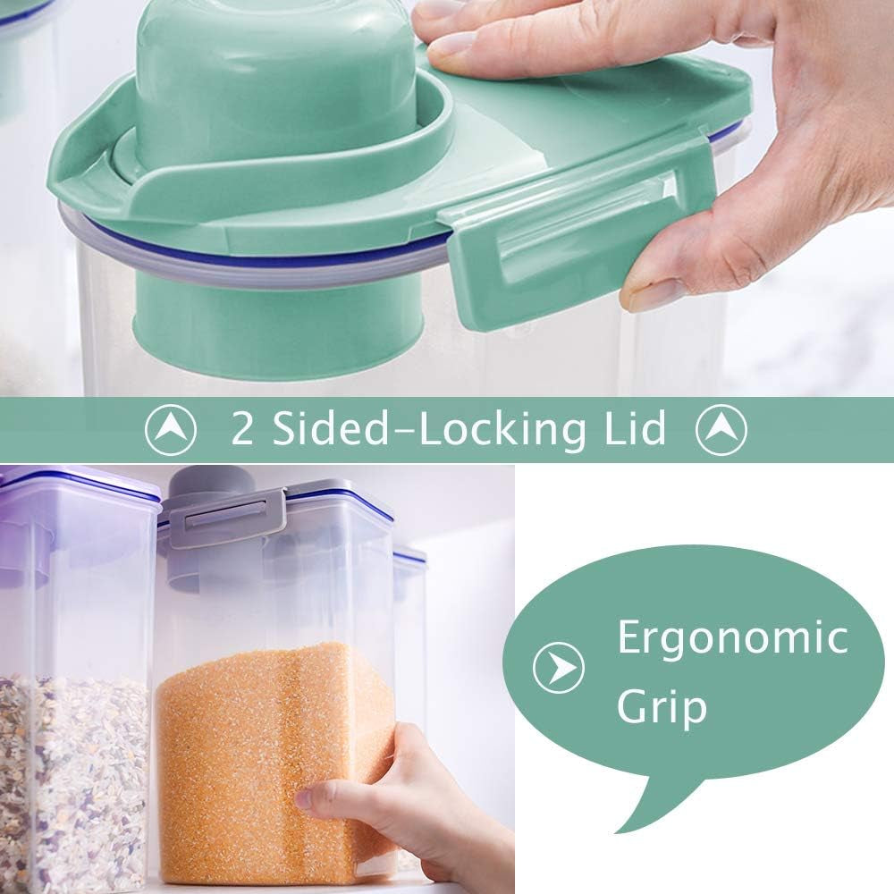 Pet Food Storage Container, Cereal Container with Airtight Design Pour Spout Measuring Swivel Cup, Bpa-Free Dry Food Dispenser for Dogs Cats Birds (Green)