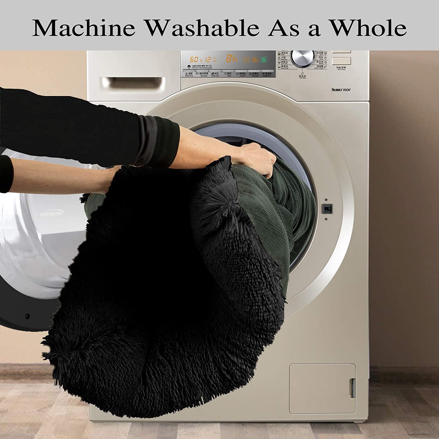 Dog Beds Calming Pet Beds, Fulffy Dog Kennel Mat Pad Faux Fur Machine Washable Anti-Slip Comfy Dog Beds for Large Medium Dogs and Cats