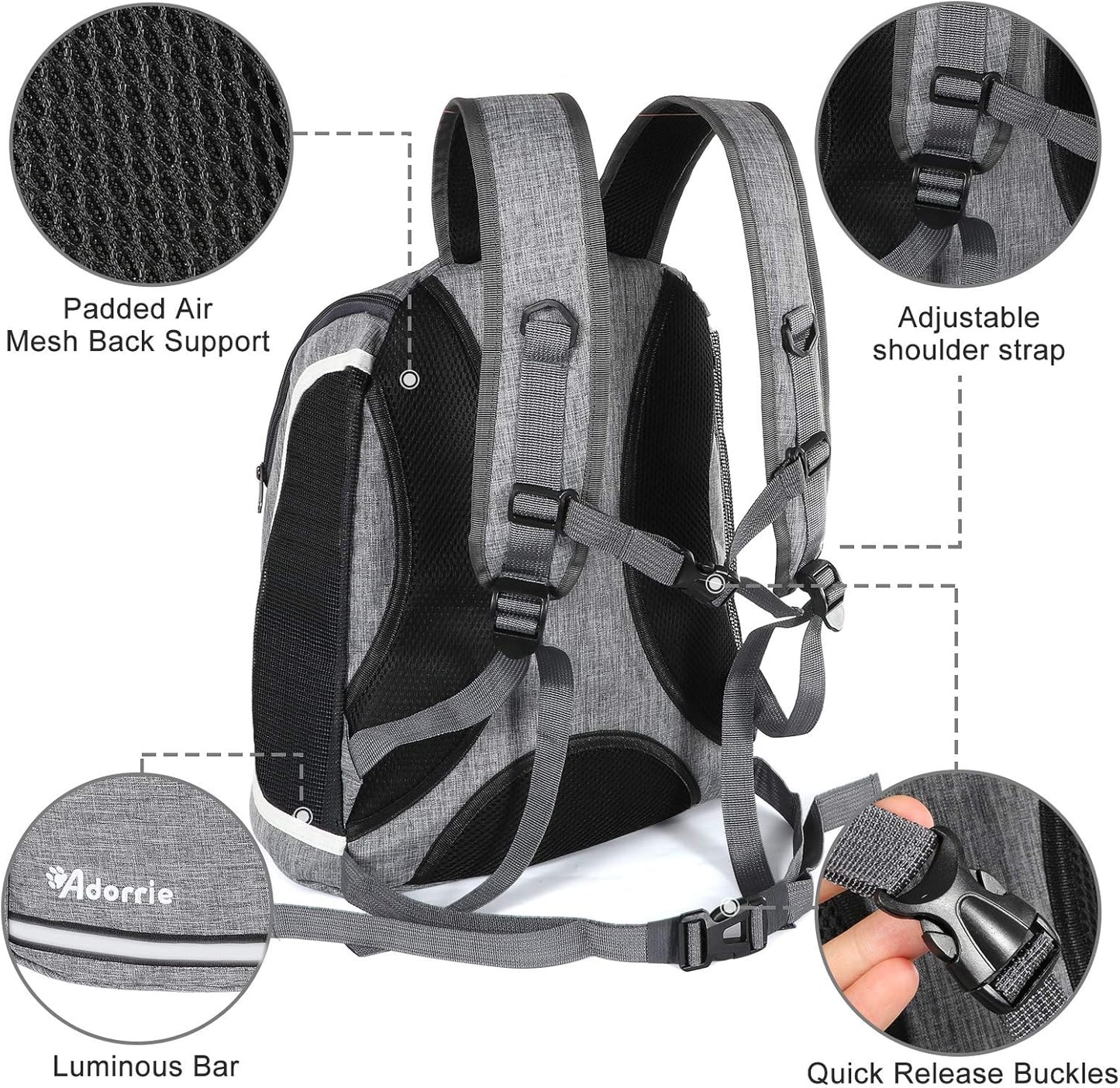 Dog Cat Backpack Carrier for Small Dogs and Cats, Safer Multifunctional Pet Backpack Carrier for Hiking, Walking, Traveling, Outdoor Activities (Black)…