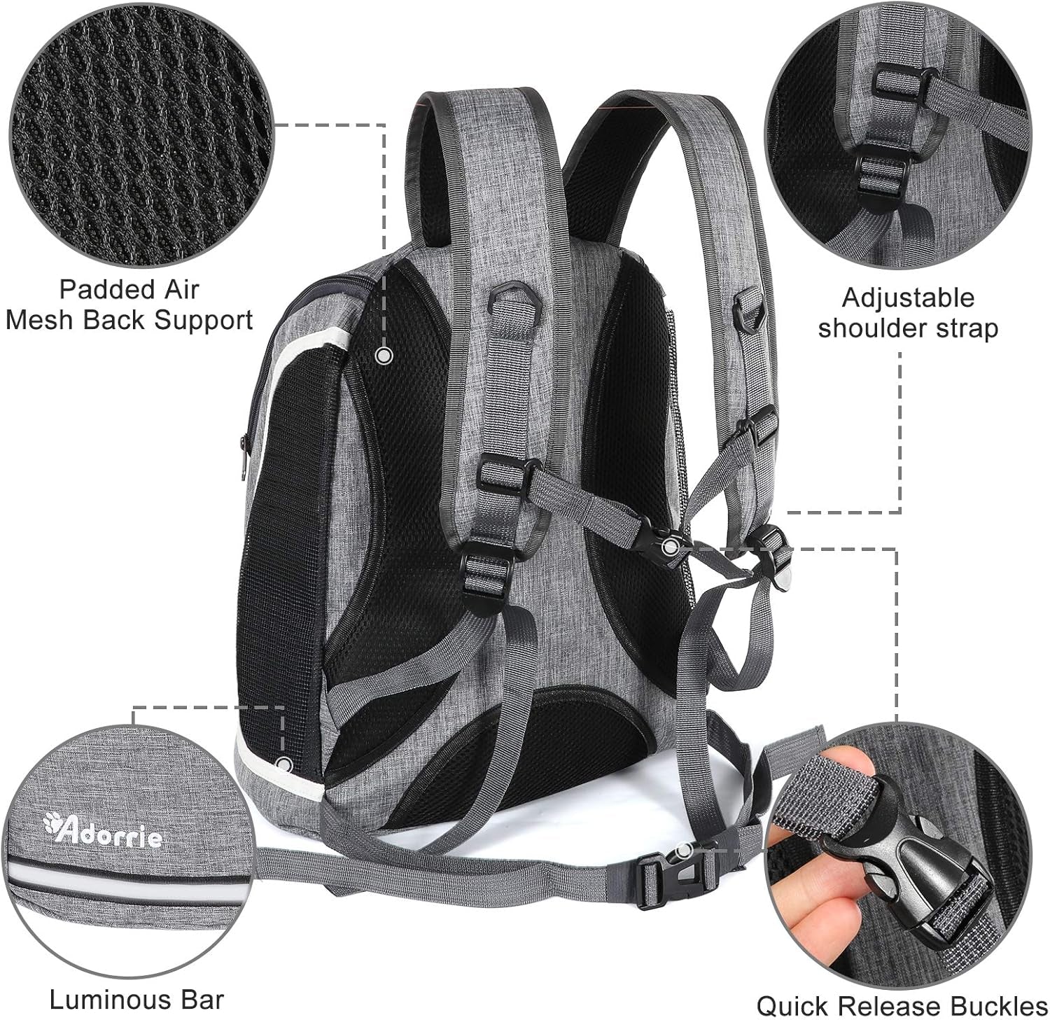 Dog Cat Backpack Carrier for Small Dogs and Cats, Safer Multifunctional Pet Backpack Carrier for Hiking, Walking, Traveling, Outdoor Activities (Black)…