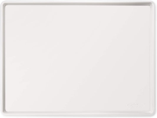 Cat Food Mat, Small & Large Pet Feeding Mat, Waterproof Cat Tray for Food and Water, Silicone Pet Placemat, Non-Slip Mats for Cats, Easy to Clean Tray for Pets Bowls (Hard Tray,Marshmallow)