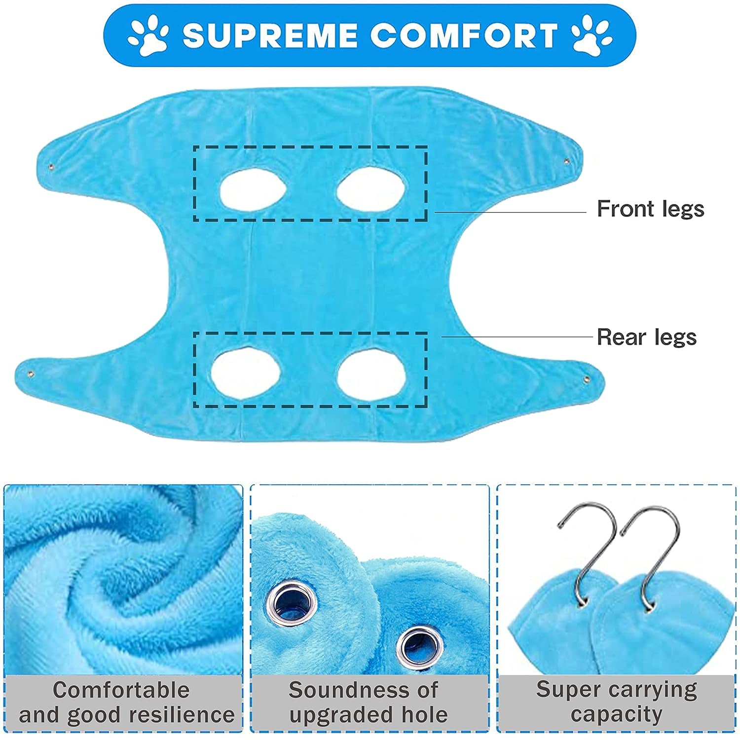 Pet Grooming Hammock Harness, Dogs & Cats Relaxation Restraint Grooming Bag with Pet Nail Clippers/Trimmer, Pet Comb, Dog Grooming Brush for Nail Clipping,Bathing, Clean Teeth, Ear/Eye Care L