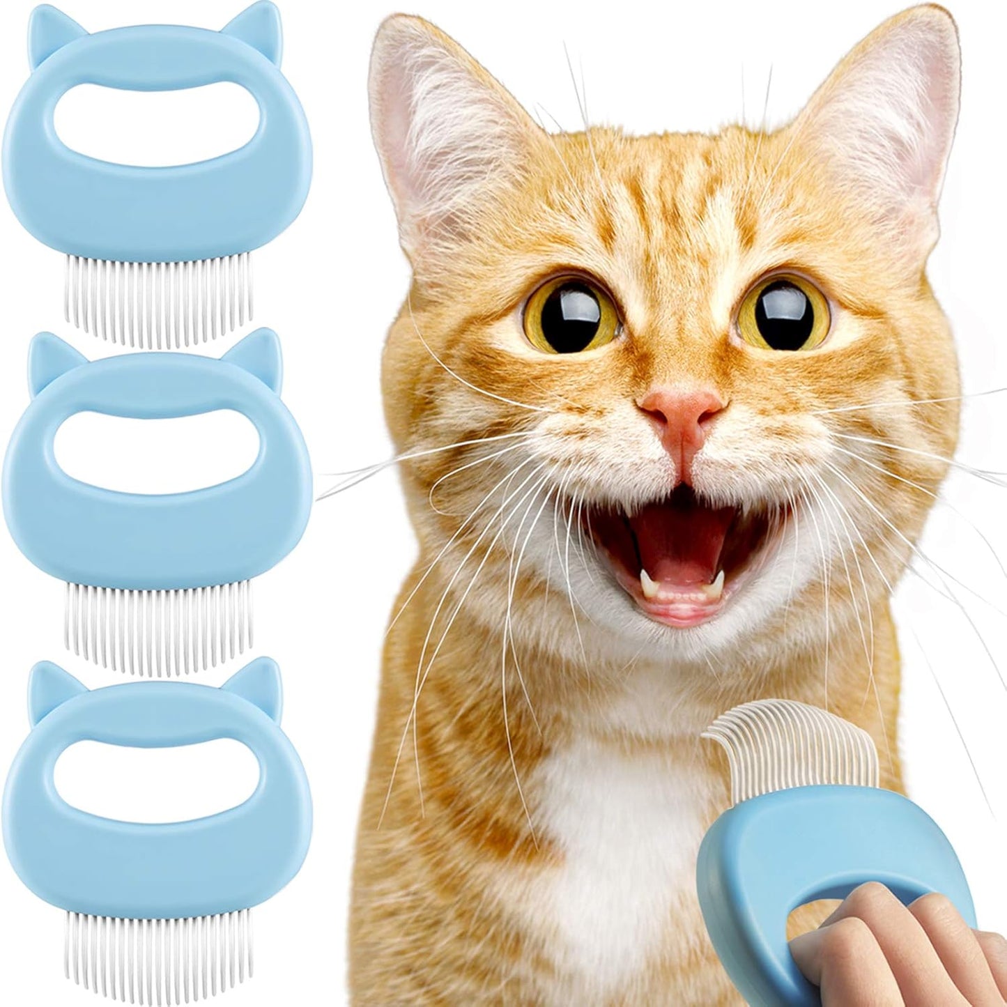 3 Pieces Cat Comb Pet Hair Removal Comb Cat Massage Comb Pet Hair Shedding Brush Pet Fur Grooming Brush for Cats and Dogs to Remove Matted Tangled Fur, Loose Hair (Blue)