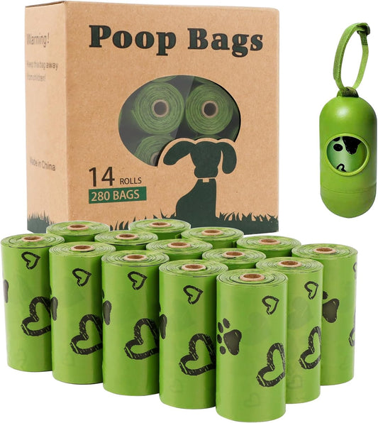 Dog Poop Bags 280 Counts: Poop Bags Doggy Poo Bags with Dispenser - Extra Thick and Leak-Proof Waste Bags (Scented)