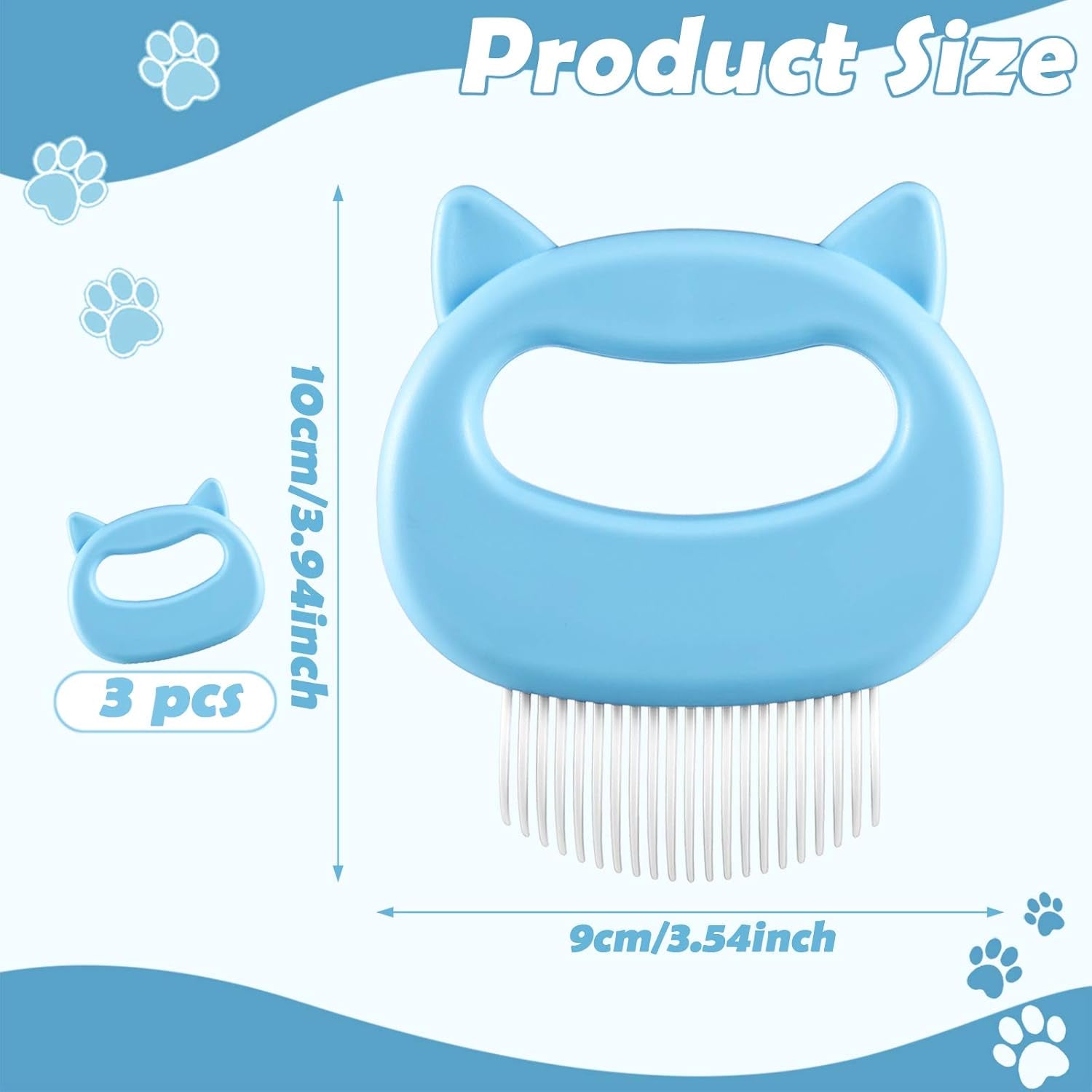 3 Pieces Cat Comb Pet Hair Removal Comb Cat Massage Comb Pet Hair Shedding Brush Pet Fur Grooming Brush for Cats and Dogs to Remove Matted Tangled Fur, Loose Hair (Blue)