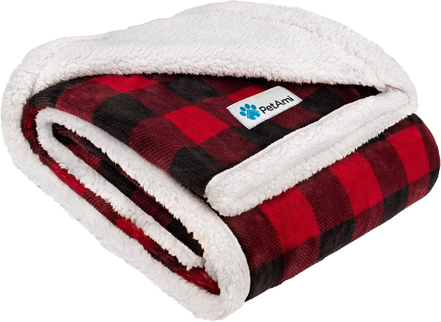 Dog Blanket for Medium Large Dogs, Pet Bed Blanket Cat Puppy Kitten, Fleece Furniture Couch Cover Protector Sofa Car, Soft Sherpa Dog Throw Plush Reversible Washable, 40X60 Checker Red