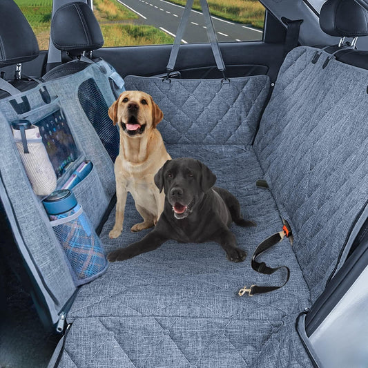 Backseat Dog Cover for Car - Dog Seat Cover - Dog Hammock for Car, Rear Seat Covers for Dogs Seat Covers for Cars Back Seat Scratch-Proof Nonslip Mesh Sections Window, SUV