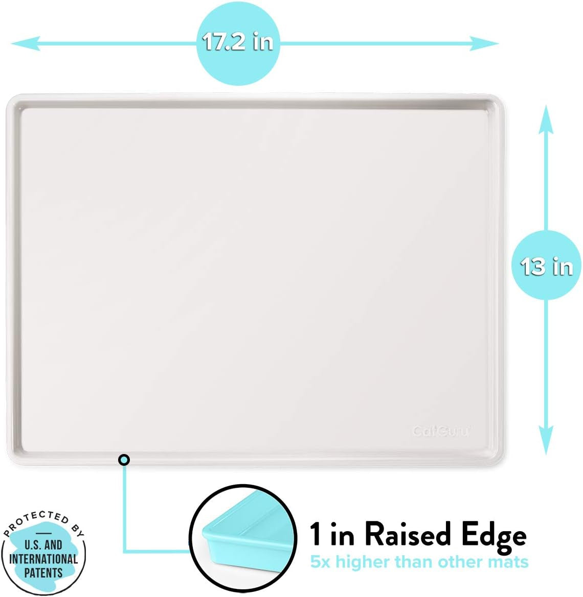 Cat Food Mat, Small & Large Pet Feeding Mat, Waterproof Cat Tray for Food and Water, Silicone Pet Placemat, Non-Slip Mats for Cats, Easy to Clean Tray for Pets Bowls (Hard Tray,Marshmallow)