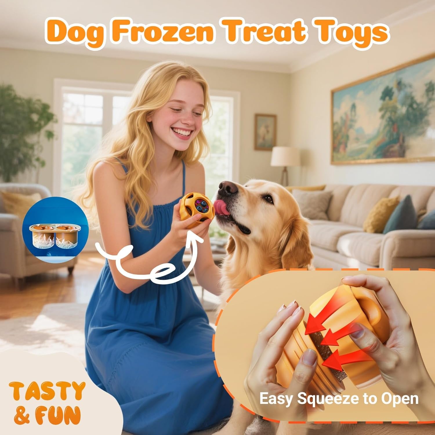 Dog Enrichment Toys 6 Pack - Dog Toys to Keep Them Busy, Lick Mat, Ball & Bowl with Peanut Butter, Frozen Treat Puzzle Dispenser for Anxiety Relief, Reduce Boredom, Perfect for Bathing Grooming